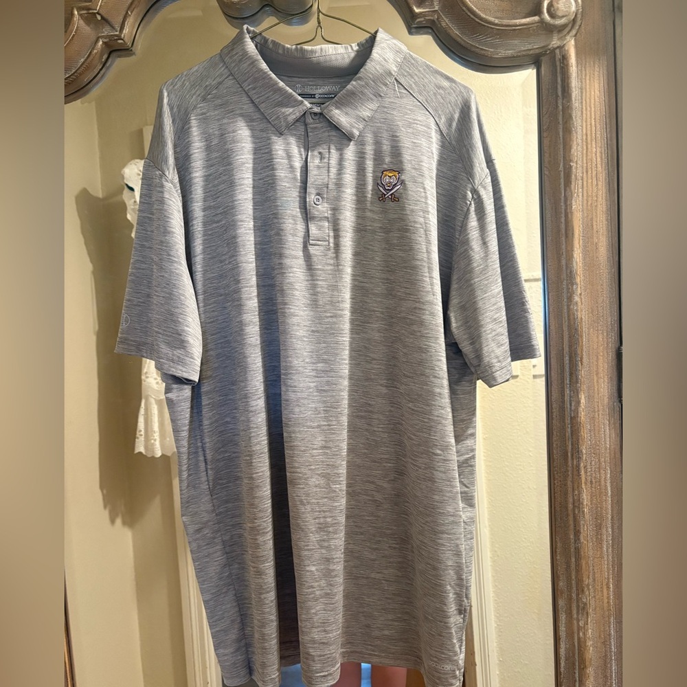 LSU Holloway Heather Gray Tiger Bandit Polo